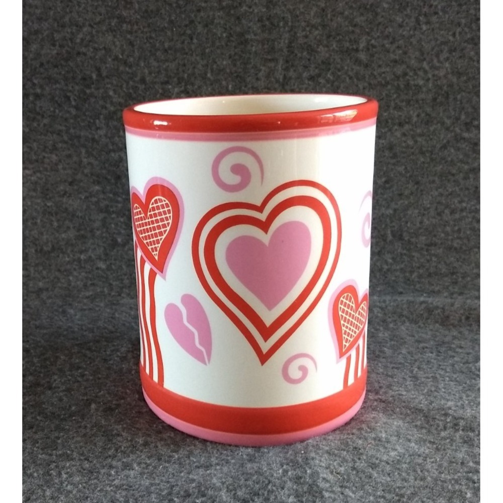 Yankee Candle Ceramic Jar Holder Keeper Valentine's Heart Love White Red Pink